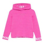 BALMAIN maglia tinta unita con cappuccio e stampa Fuxia per Bambina BV9B10 FUXIA BALMAIN