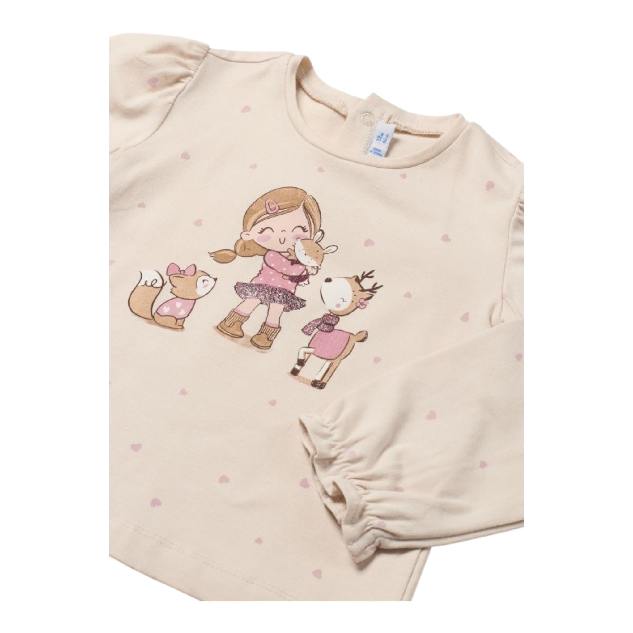 MAYORAL shirt girocollo tinta unita con stampa Beige per Neonata 2049X BEIGE MAYORAL