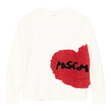 MSGM maglia girocollo tinta unita cn stampa cuore Panna per Bambina F4MSJGJP131 PANNA MSGM