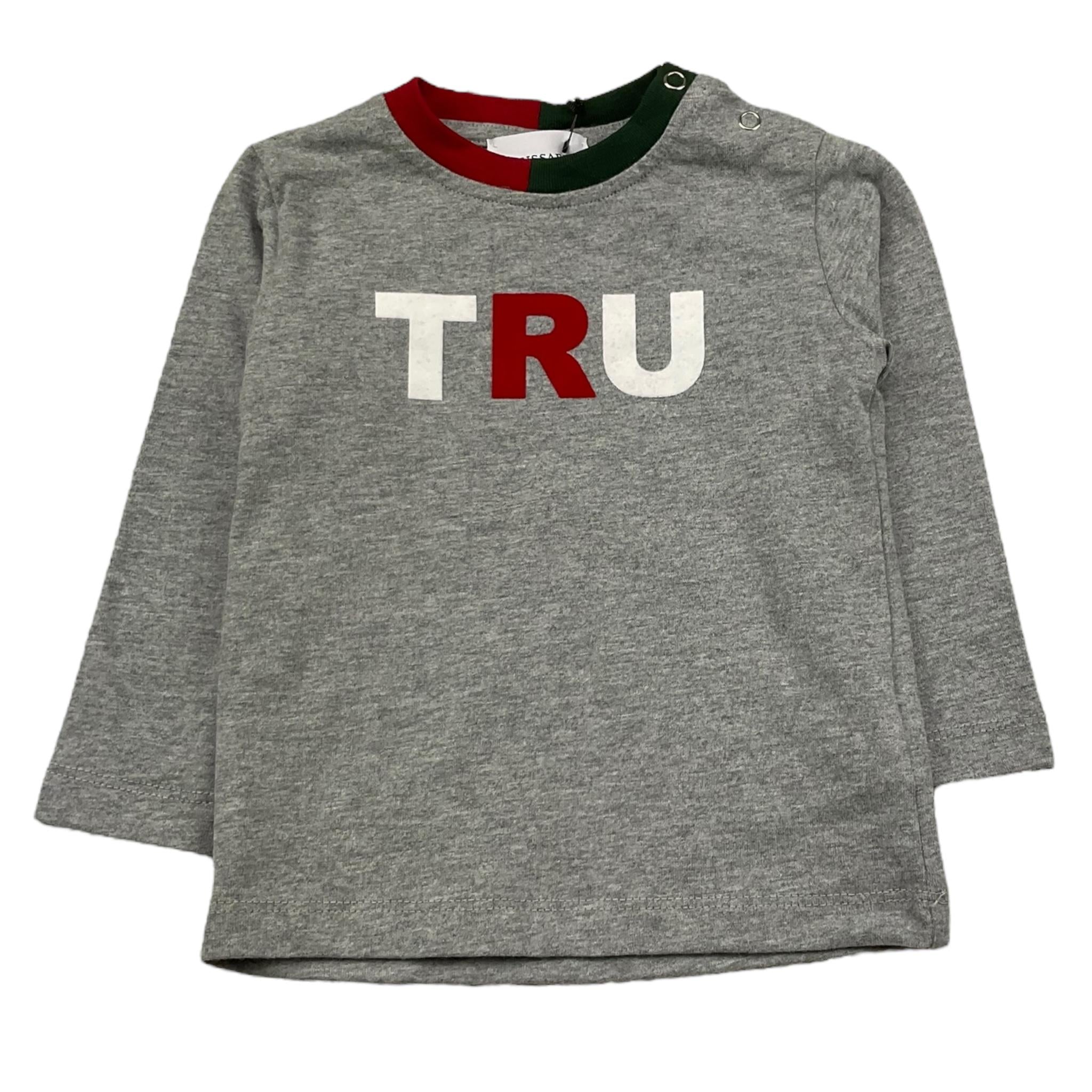 TRUSSARDI shirt girocollo tinta unita con stampa in contrasto Grigio per Neonato TIA25052TS GRIGIO TRUSSARDI