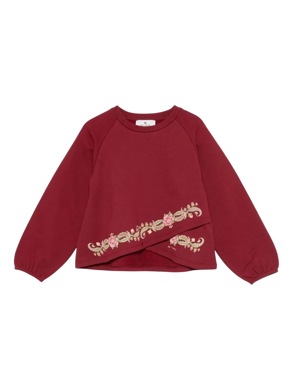 ETRO felpa girocollo tinta unita con stampa Bordeaux per Bambina GV4A20 BORDEAUX ETRO