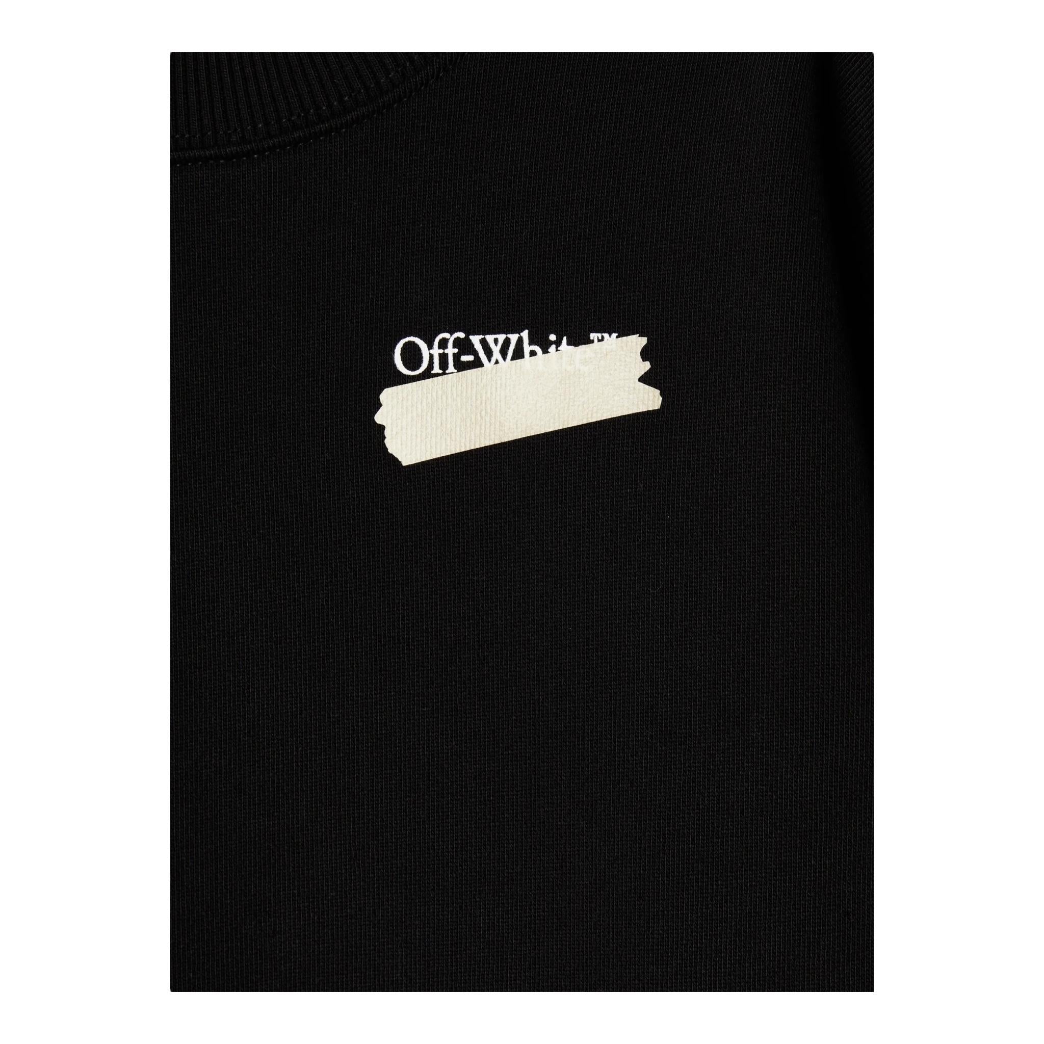 OFF-WHITE felpa chiusa girocollo tinta unita con stampa in contrasto Nero per Bambino OBBA001F23 NERO OFF-WHITE