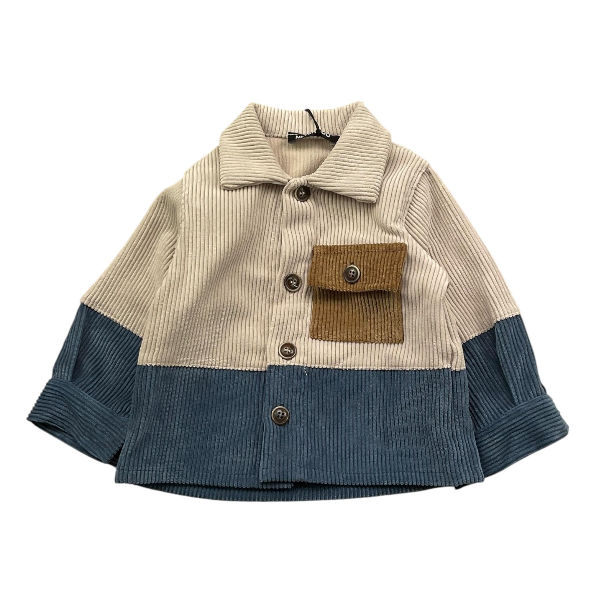 NEVER TOO camicia tricolore con taschino in camoscio Beige per Neonato NT2218N BEIGE NEVER TOO