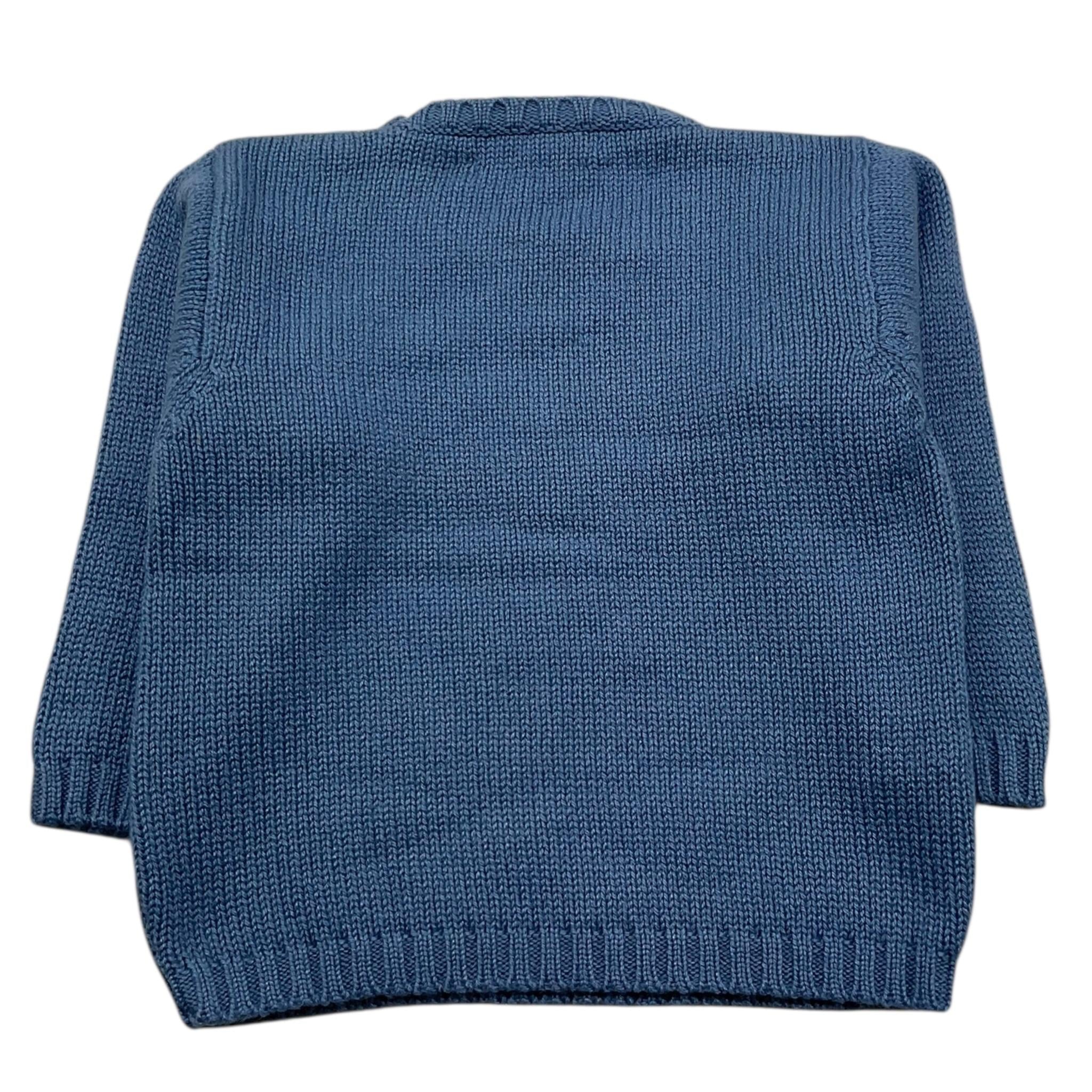 LA STUPENDERIA maglia girocollo tinta unita con ricami Azzurro per Neonato ZJCR42N AZZURRO LA STUPENDERIA