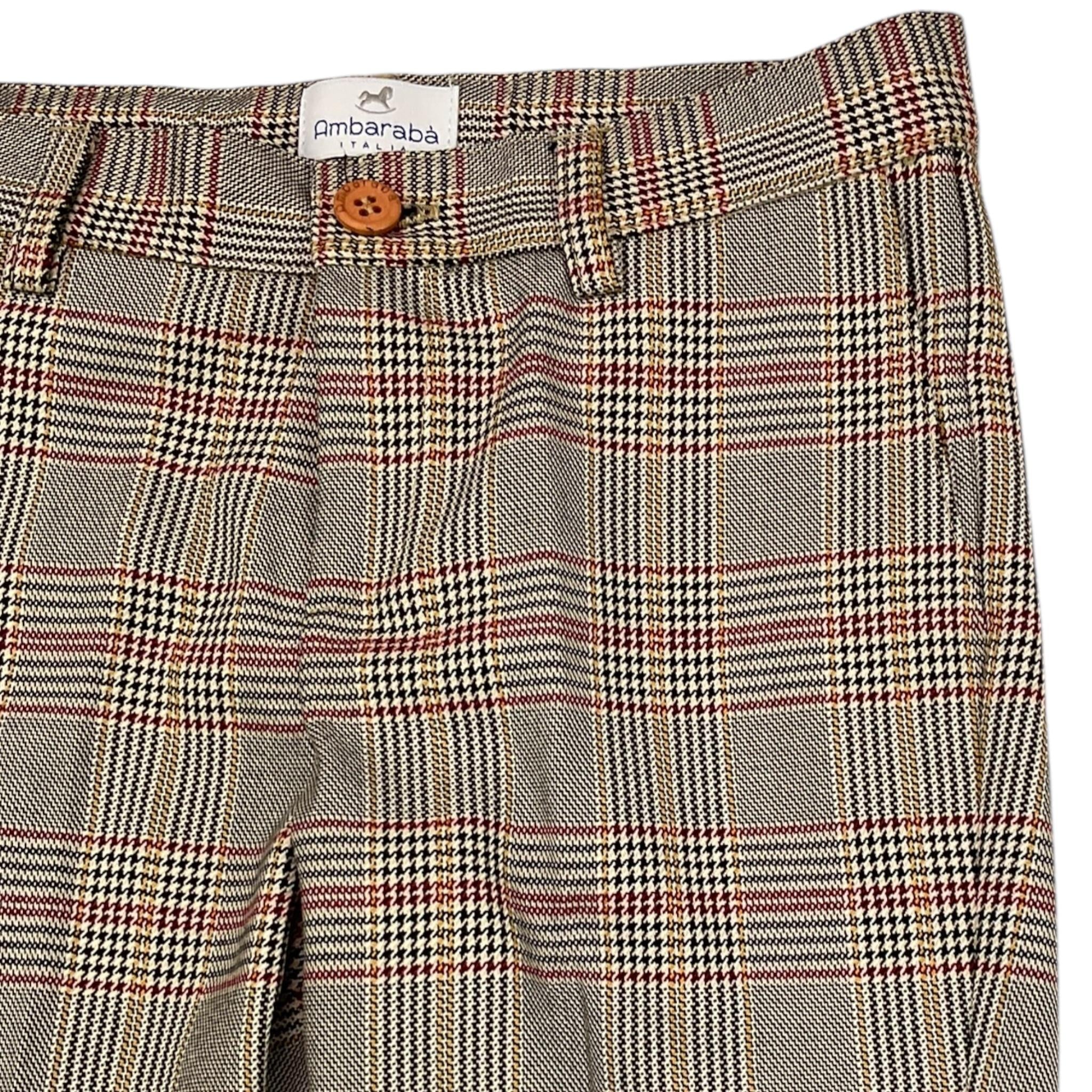 AMBARABA' pantalone tinta unita con microfantasia e girovita regolabile Beige per Bambino FM38082 BEIGE AMBARABA'