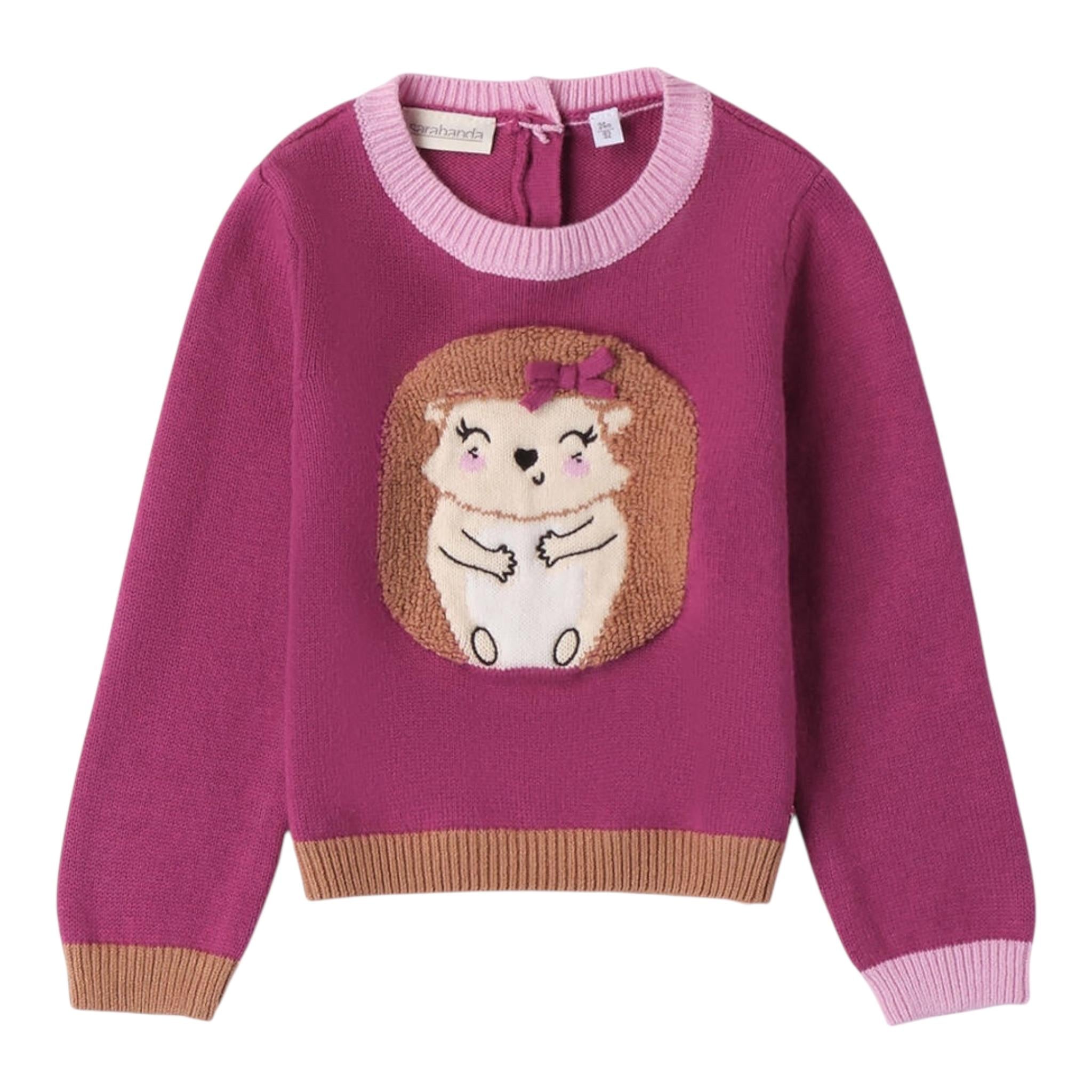 SARABANDA maglia tinta unita girocollo con stampa Magenta per Bambina 0A211 MAGENTA SARABANDA