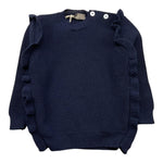 LITTLE BEAR maglia girocollo tinta unita cn rouches Blu per Neonata 5141N BLU LITTLE BEAR