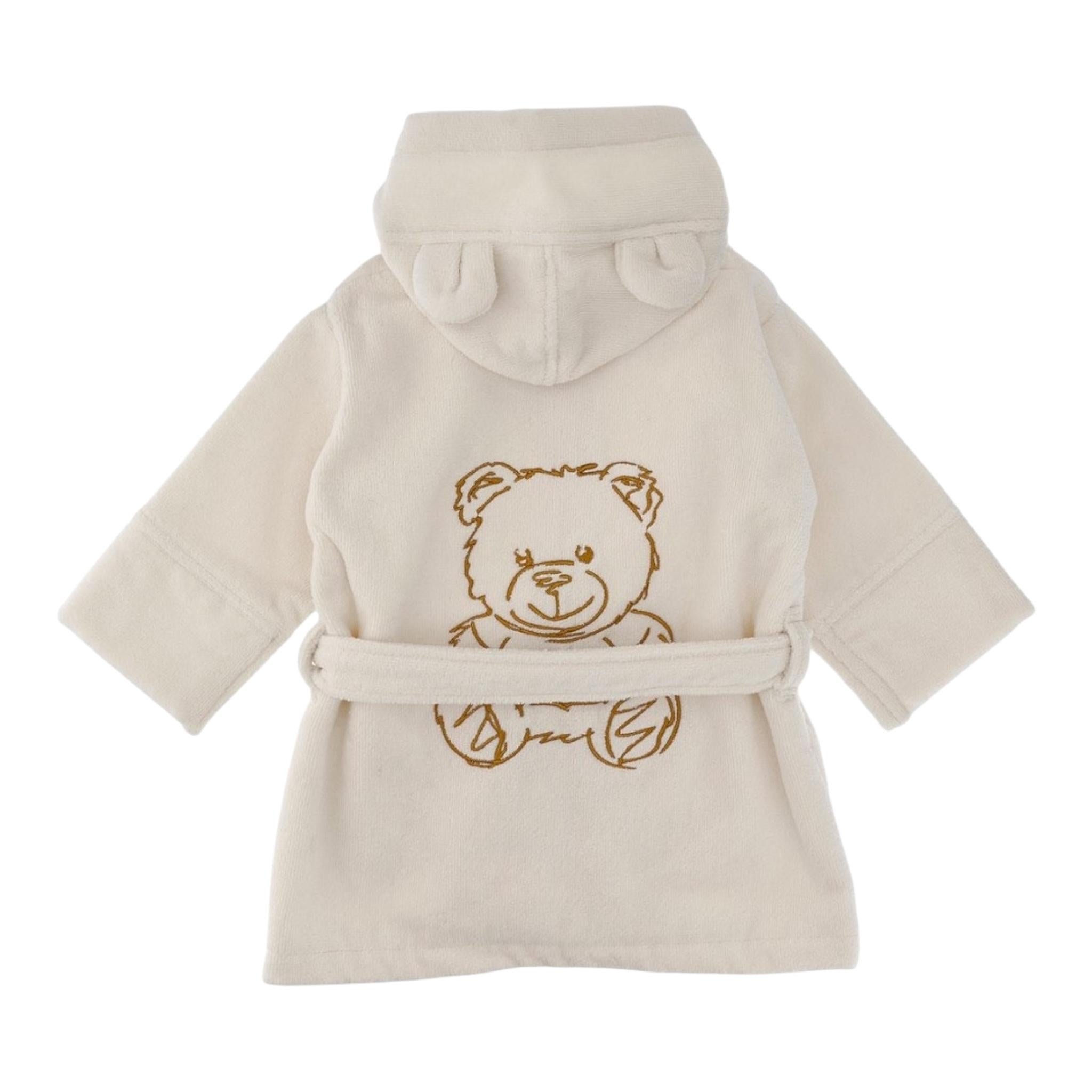 MOSCHINO accappatoio tinta unita con stampa Bianco per Bambino MUX04XLGA20 BIANCO MOSCHINO