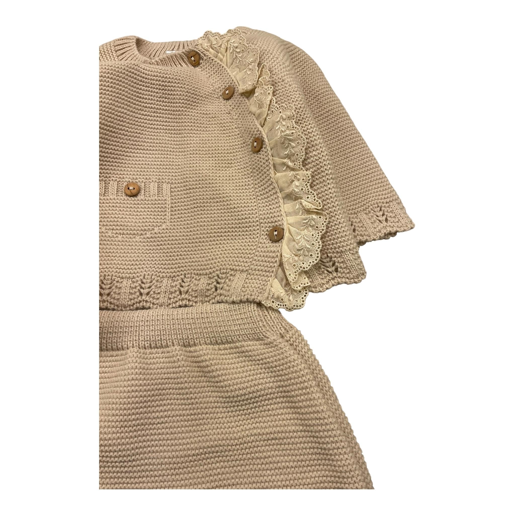 VALENTINA BEBES completo 3 pezzi maglia-ghettina-cappello Beige per Neonata HOW46 BEIGE VALENTINA BEBES