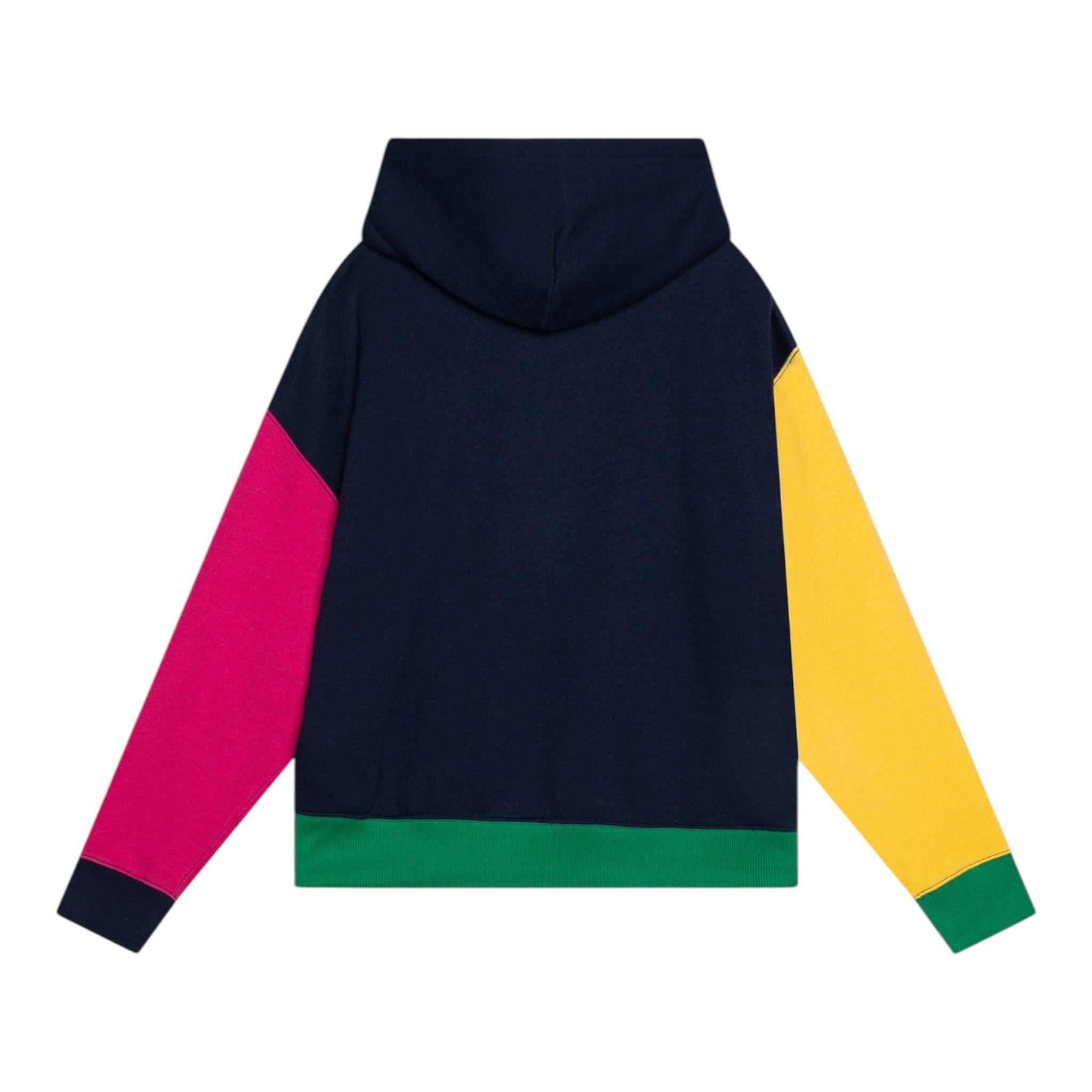 RALPH LAUREN felpa chiusa con cappuccio tinta unita con maniche in contrasto Blu per Bambina 312950937001 BLU RALPH LAUREN