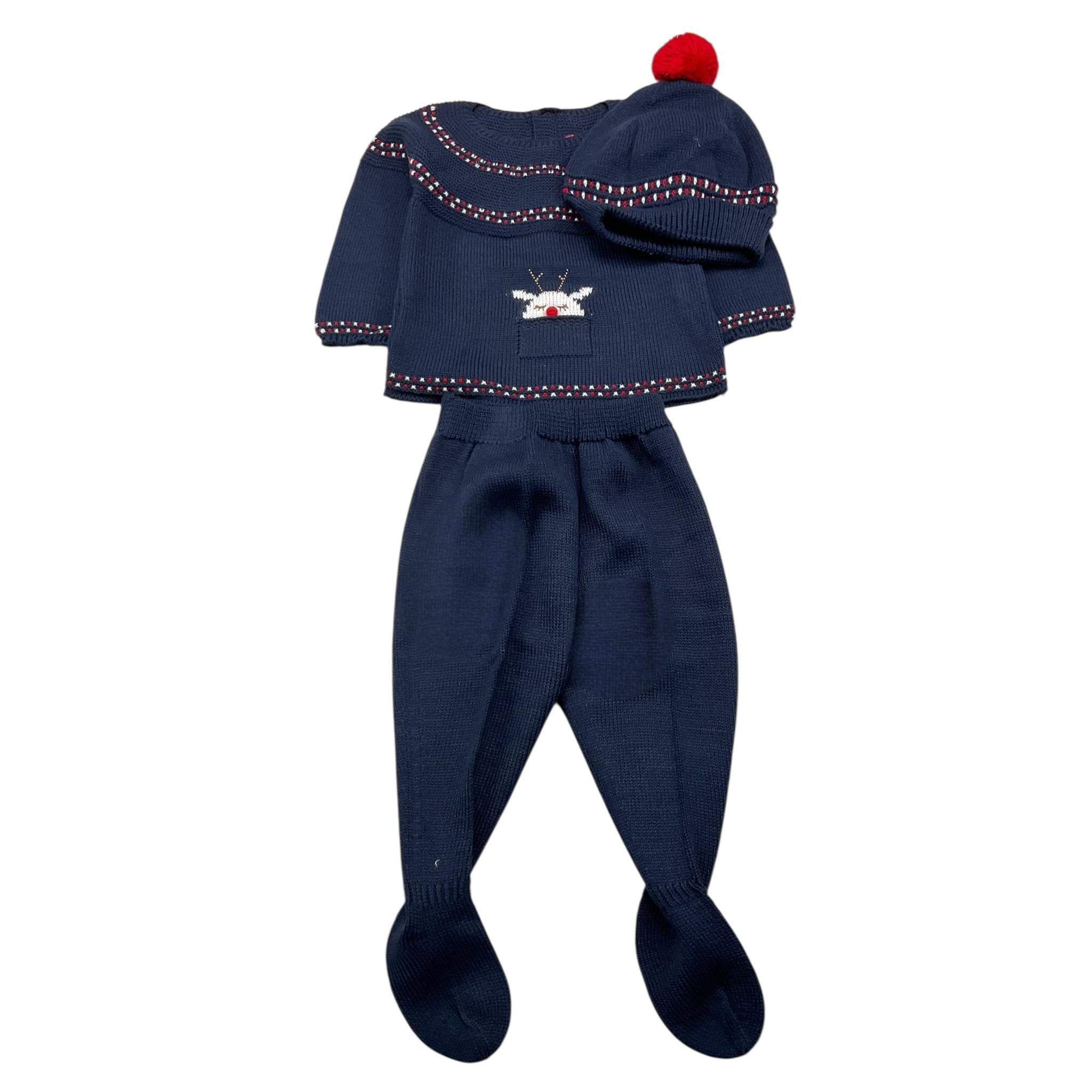 MAC ILUSIO'N completo 3 pezzi maglia-ghettina-cappello Blu per Neonata 9421 BLU MAC ILUSIO'N