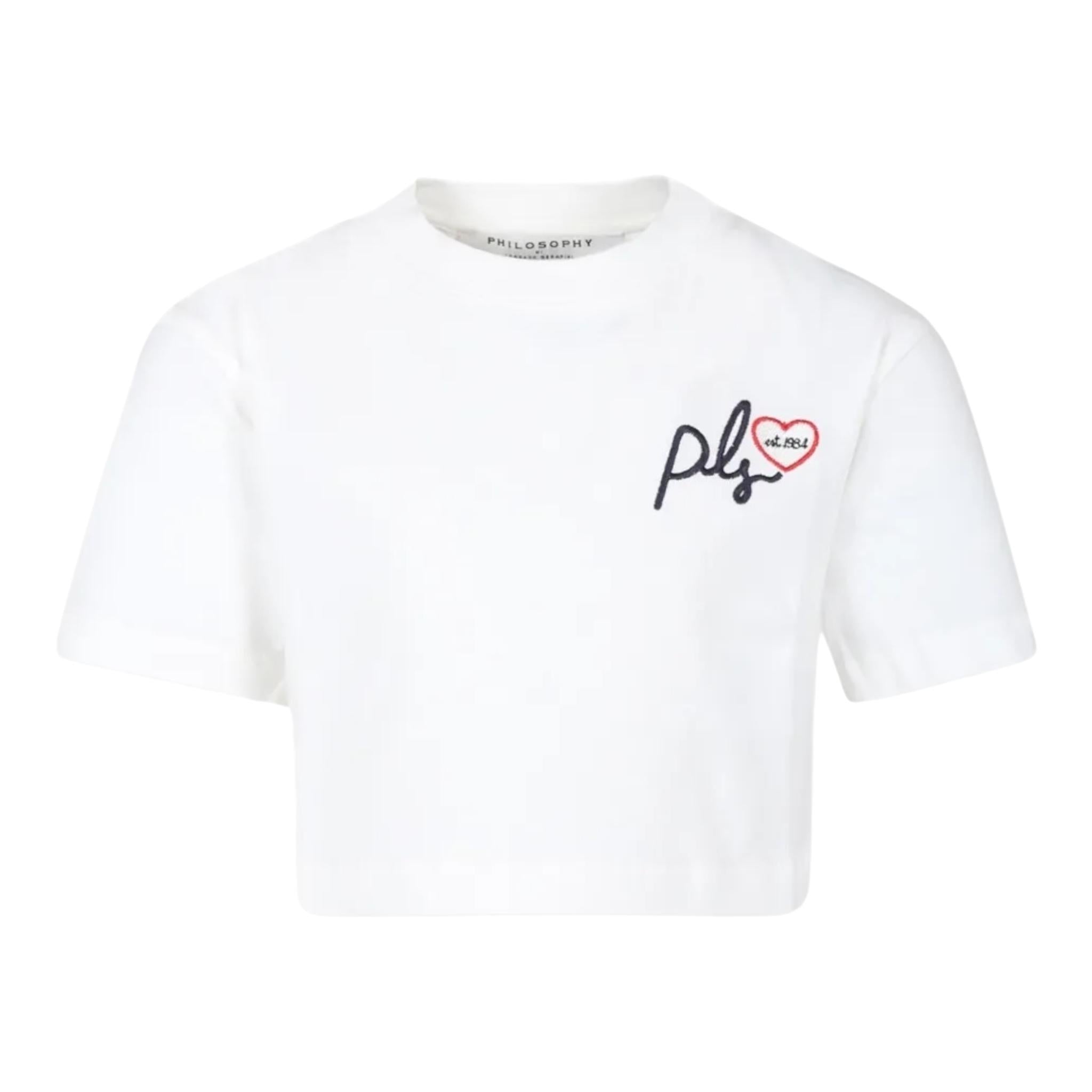 PHILOSOPHY t-shirt girocollo tinta unita con stampa Bianco per Bambina PFTS019 BIANCO PHILOSOPHY