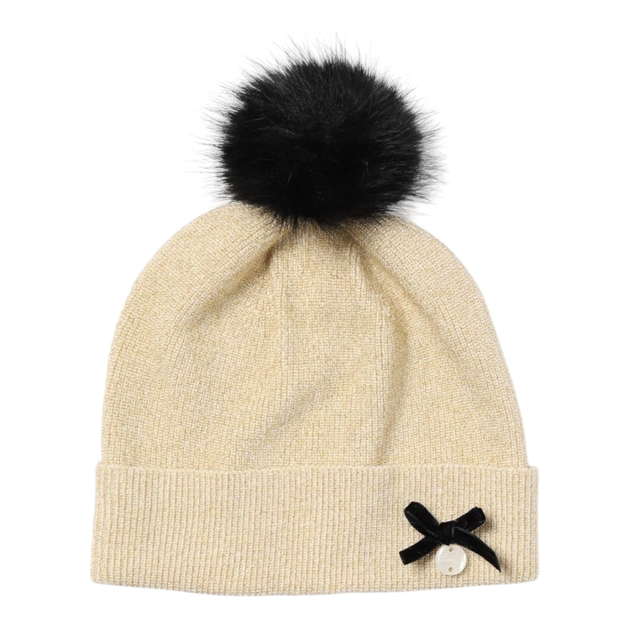 LIU JO cappello tinta unita con pon pon Oro per Neonata HF4080 ORO LIU JO