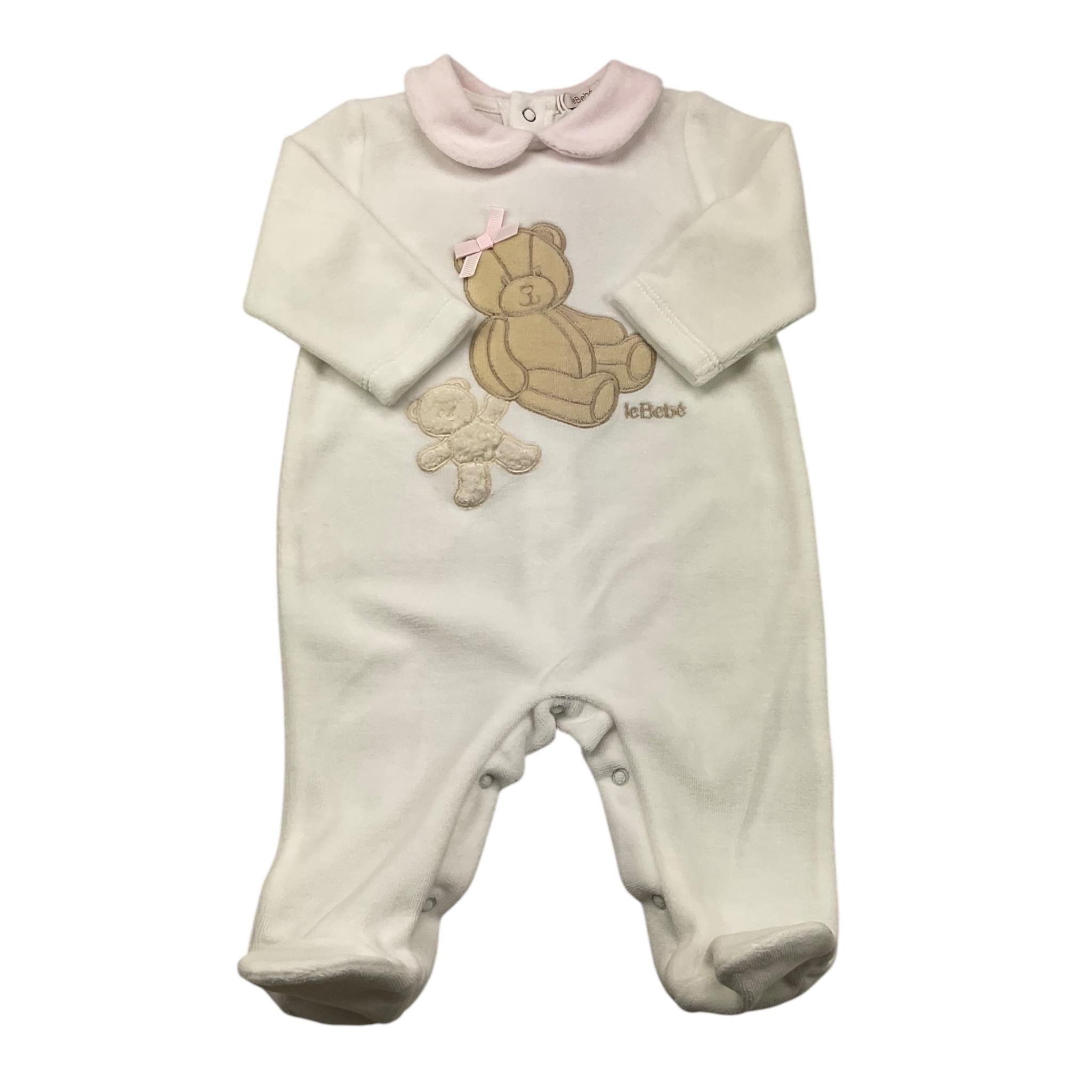 LE BEBE' tutina in ciniglia tinta unita Bianco per Neonata LBG6166 BIANCO LE BEBE'