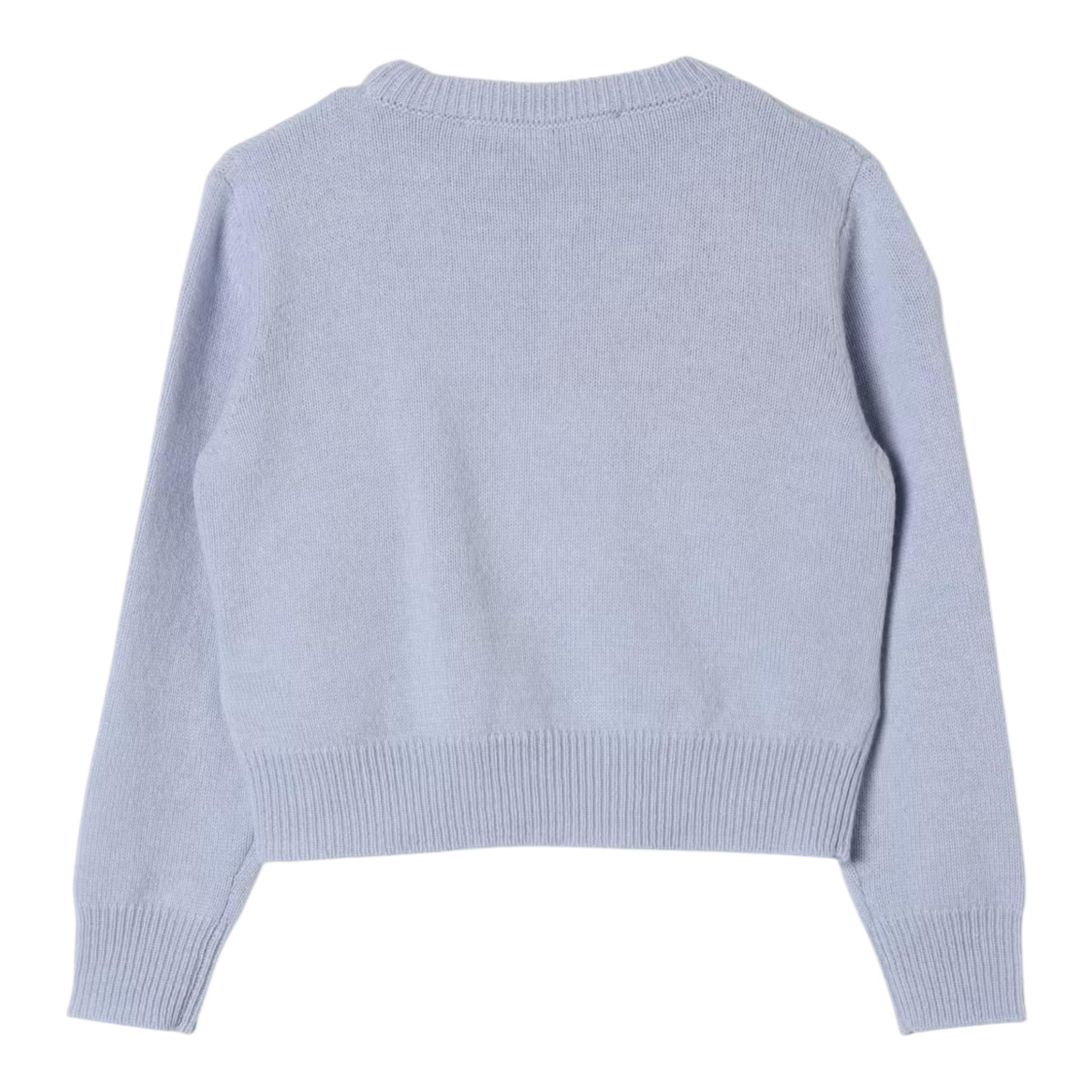 SIMONETTA maglia girocollo tinta unita con ricamo floreale Azzurro per Bambina SV9B10 AZZURRO SIMONETTA