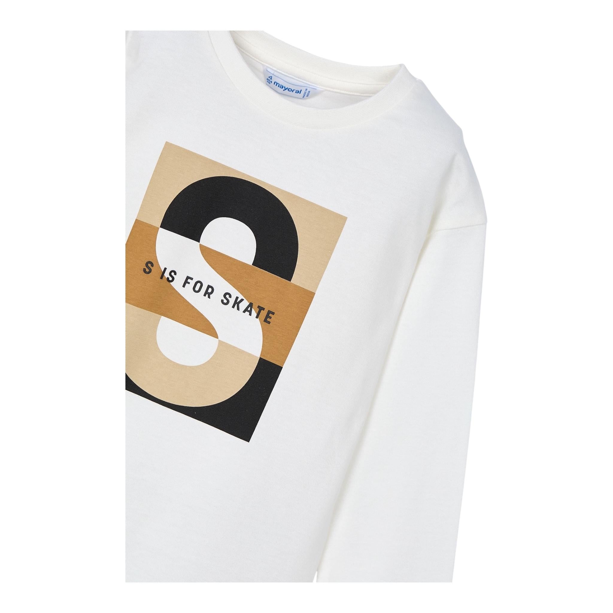 MAYORAL shirt girocollo tinta unita con stampa in contasto Bianco per Neonato 4051X BIANCO MAYORAL