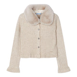 MAYORAL cardigan tinta unita con colletto rimovibile Beige per Bambina 4362XX BEIGE MAYORAL