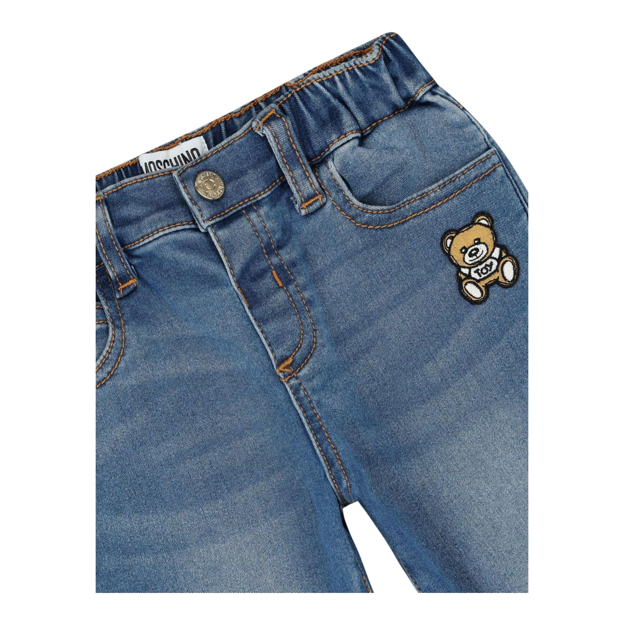MOSCHINO jeans tinta unita con elastico in vita Blu per Neonato MUP059 BLU MOSCHINO