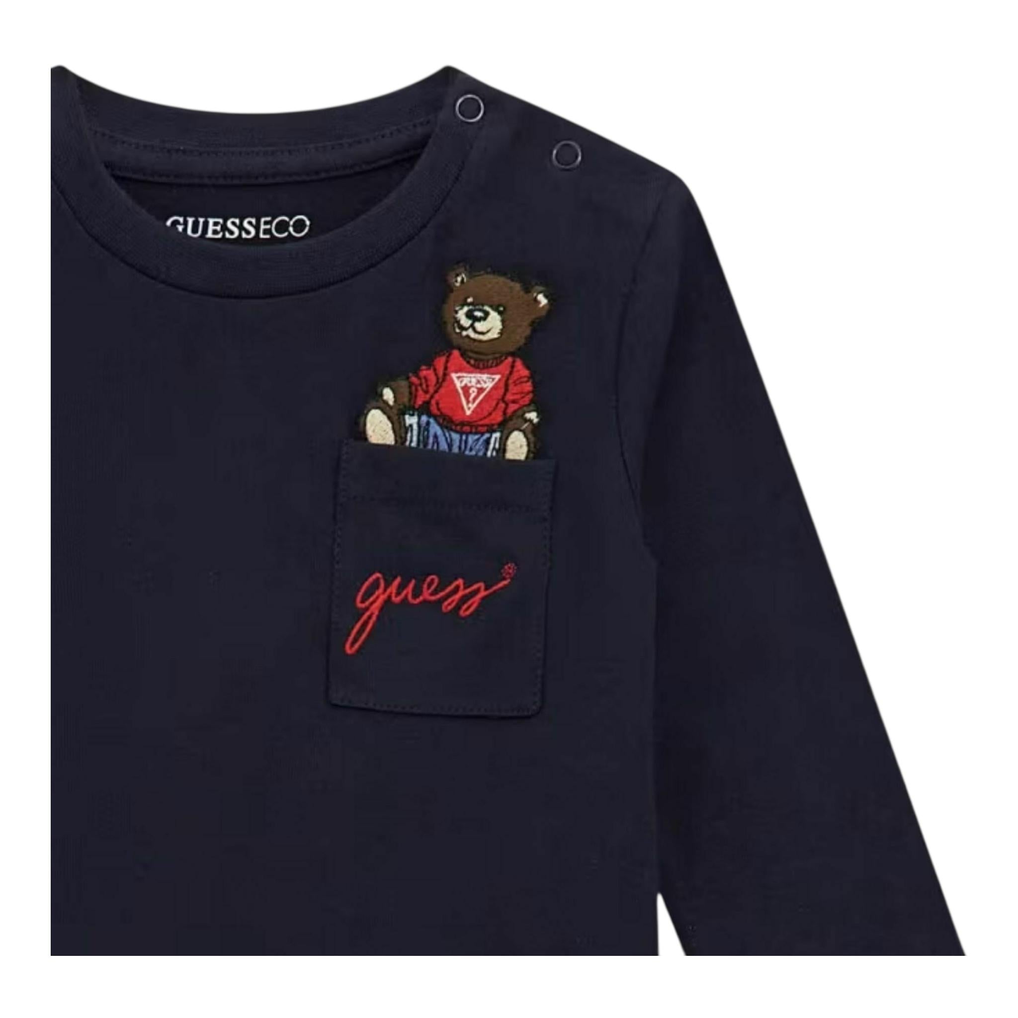 GUESS shirt girocollo tinta unita con stampa Blu per Neonato I4BI00I3Z13X BLU GUESS