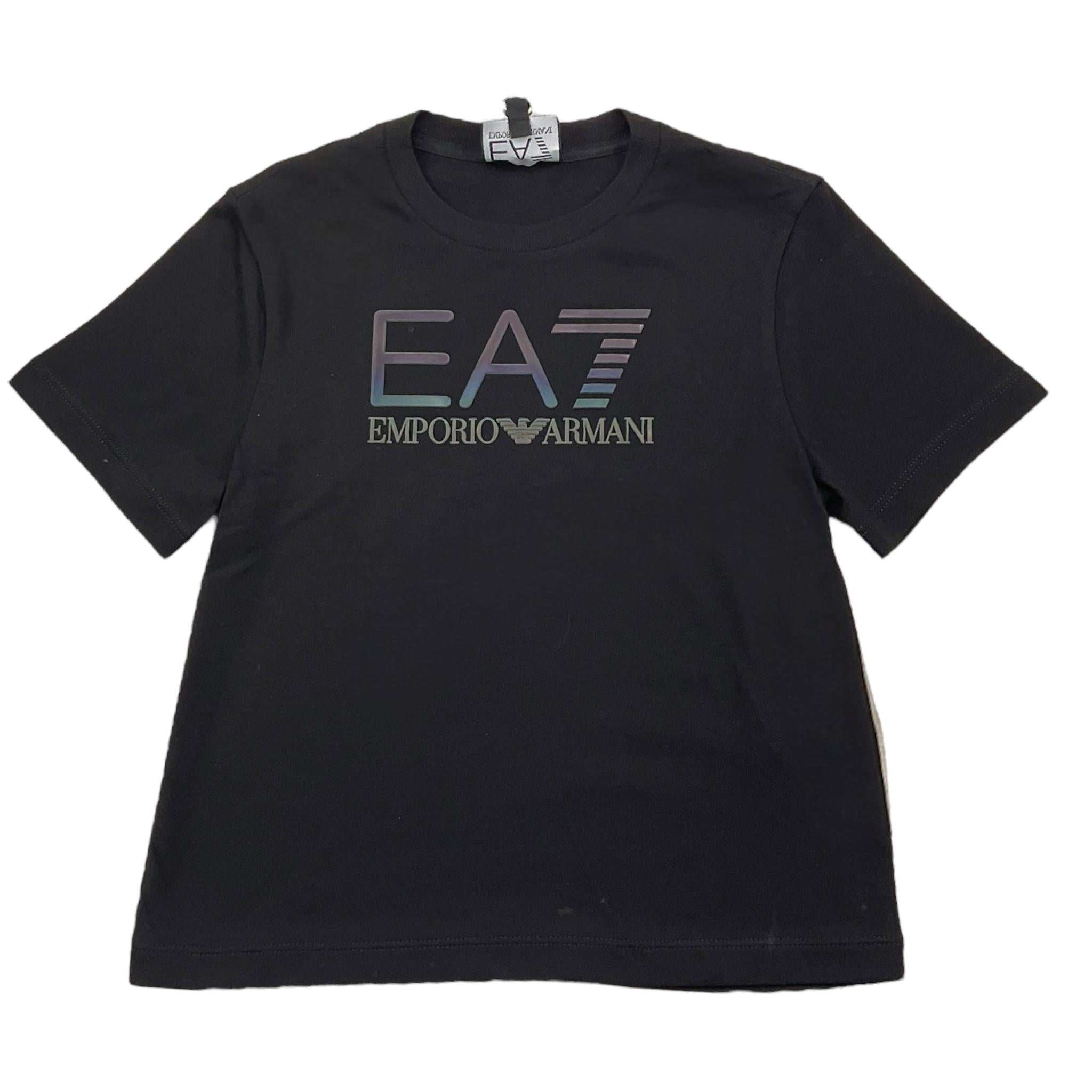 EMPORIO ARMANI t-shirt girocollo tinta unita con stampa Nero per Bambino 3DBT53 NERO EMPORIO ARMANI