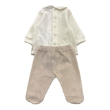 BARCELLINO completo 2pz maglia-ghettina tinta unita con stampa Bianco per Neonata 115602 BIANCO BARCELLINO