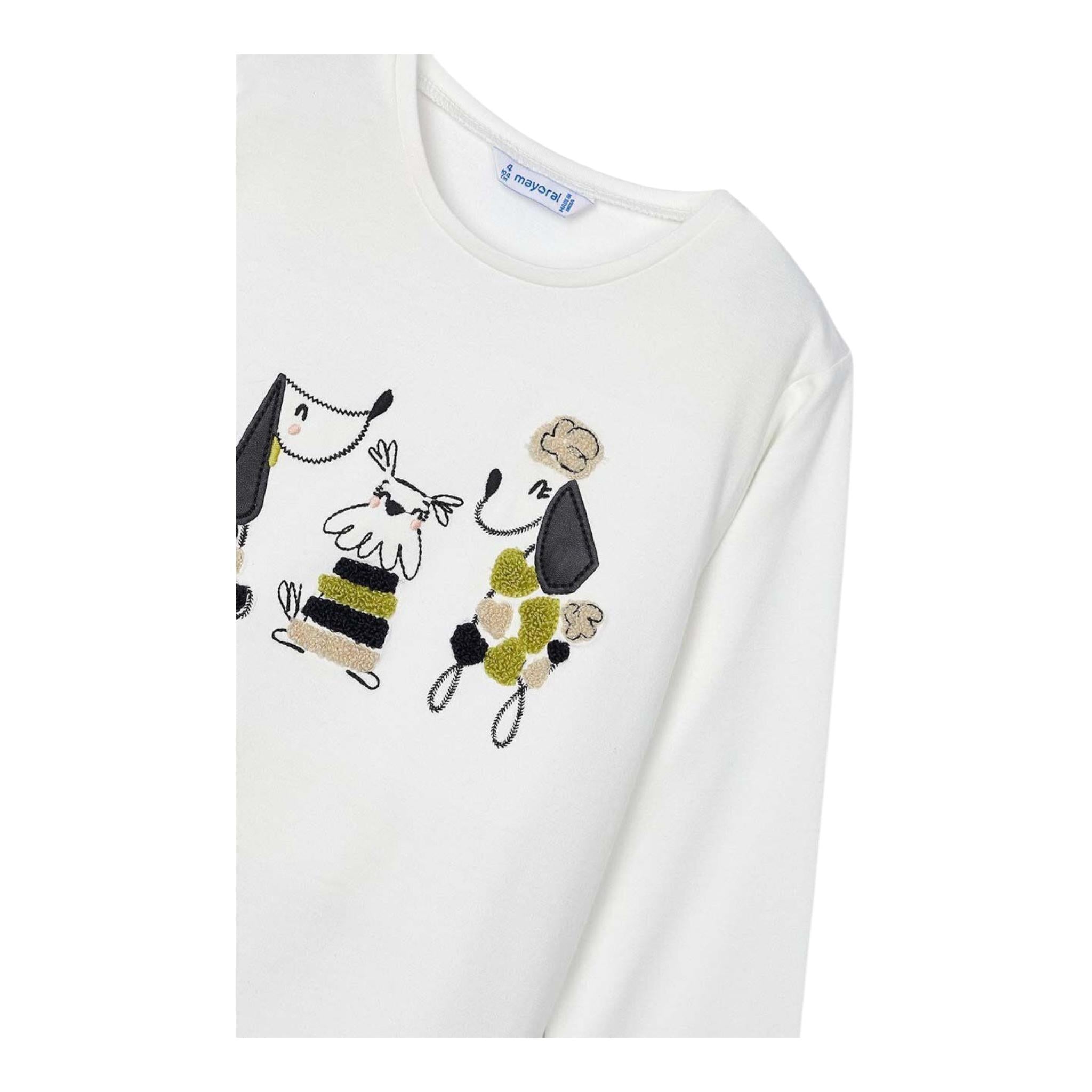 MAYORAL shirt girocollo tinta unita con stampa in contrasto Bianco per Bambina 4070J BIANCO MAYORAL