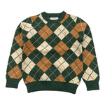 TRUSSARDI maglia girocollo tinta unita con fantasia rombi Verde per Bambino TBA25068MA VERDE TRUSSARDI