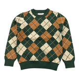 TRUSSARDI maglia girocollo tinta unita con fantasia rombi Verde per Bambino TBA25068MA VERDE TRUSSARDI