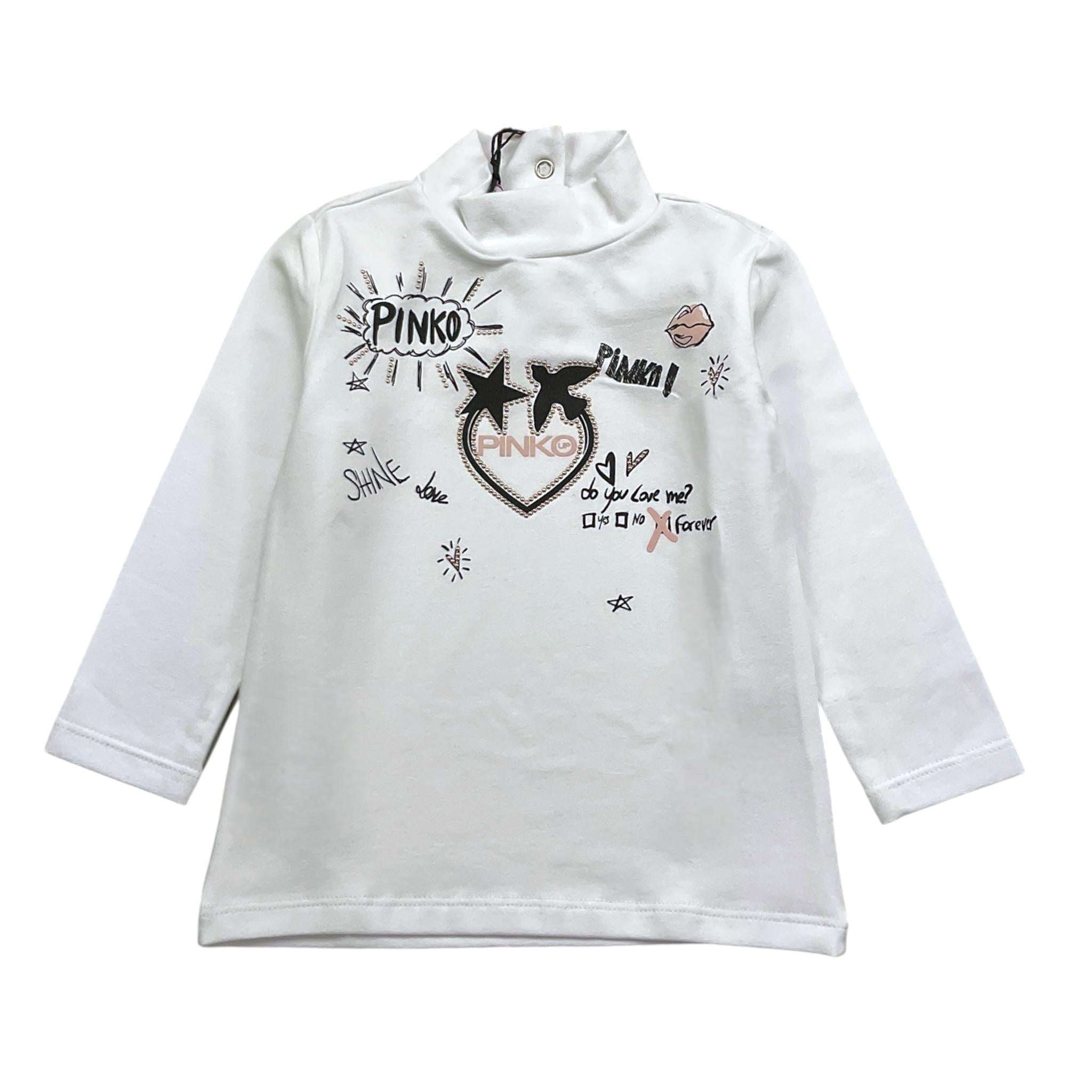 PINKO maglia mezzo collo tinta unita con stampa Bianco per Neonata F4PIBGTN188N BIANCO PINKO