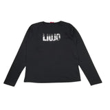 LIU JO shirt girocollo tinta unita con stampa Nero per Bambina GF4210 NERO LIU JO