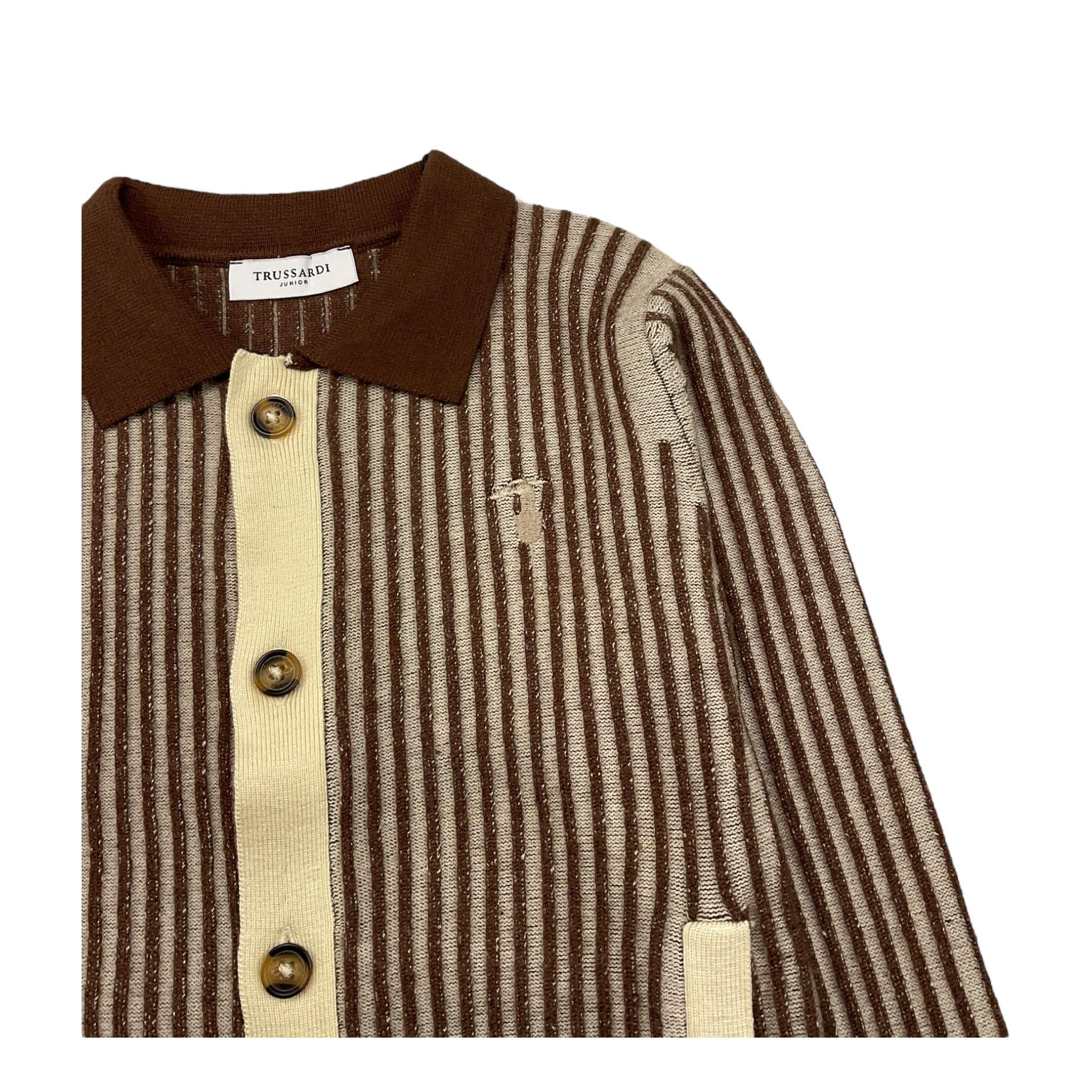 TRUSSARDI cardigan bicolore con profili in contrasto Marrone per Bambino TBA25039 MARRONE TRUSSARDI