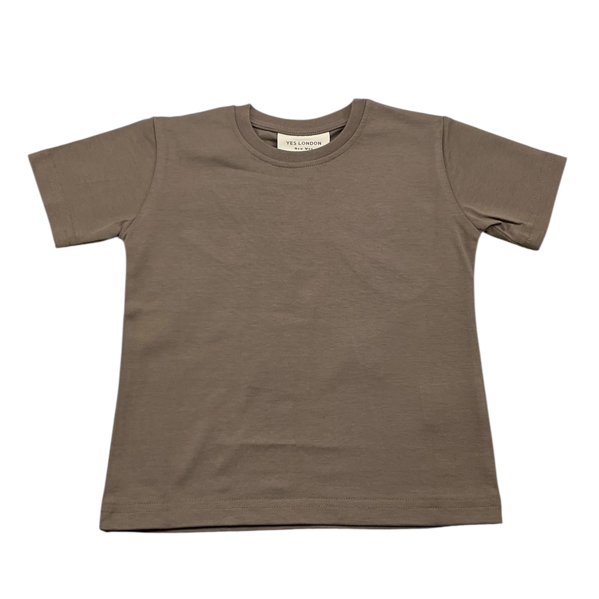 YES LONDON t-shirt girocollo tinta unita Fango per Bambino JR2111 FANGO YES LONDON