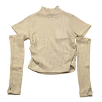 LU LU BY MISS GRANT maglia con manicotti mezzo collo tinta unita Panna per Bambina LL3029X PANNA LU LU BY MISS GRANT