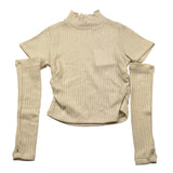 LU LU BY MISS GRANT maglia con manicotti mezzo collo tinta unita Panna per Bambina LL3029X PANNA LU LU BY MISS GRANT
