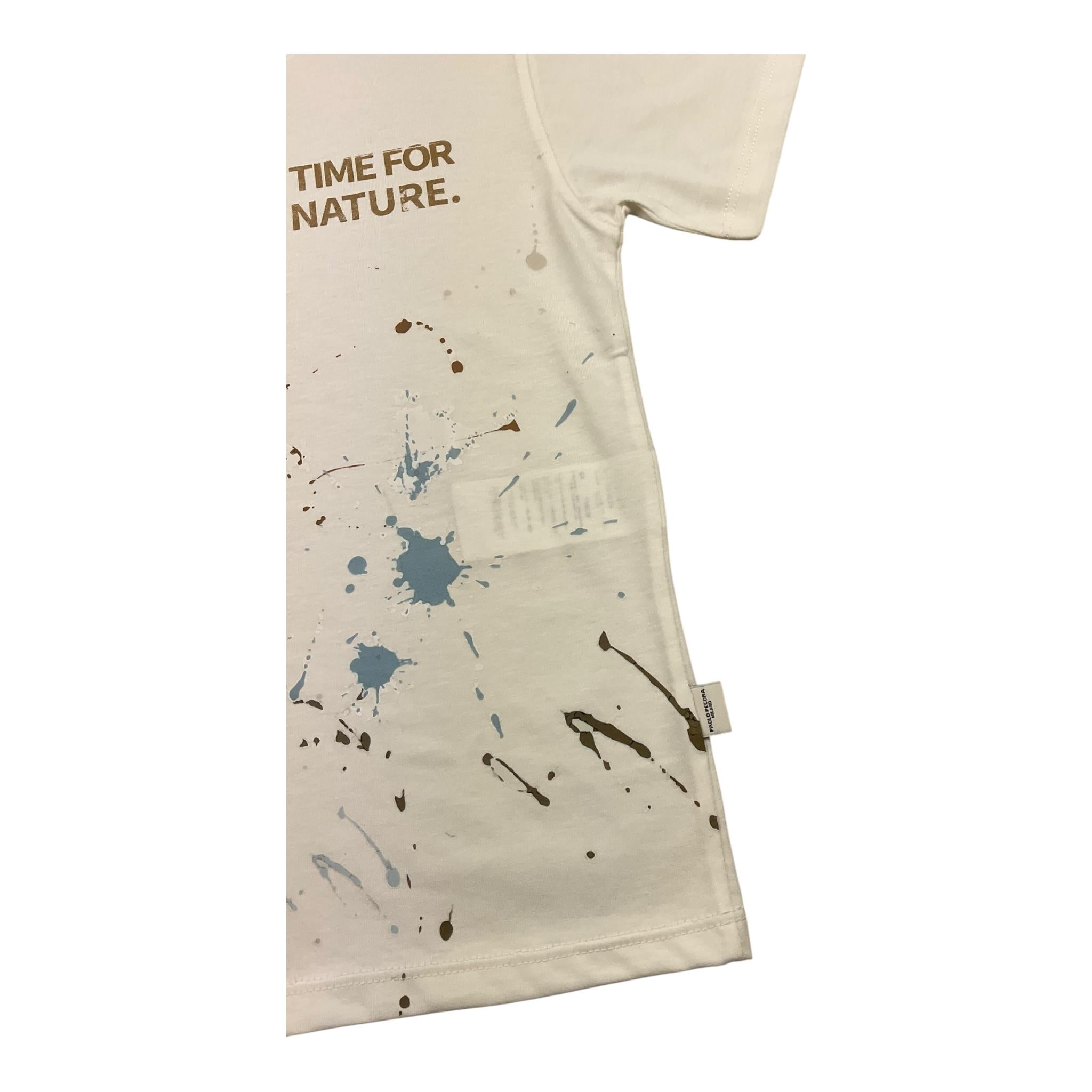 t-shirt girocollo tinta unita con stampe in contrasto PP4029 PANNA PAOLO PECORA