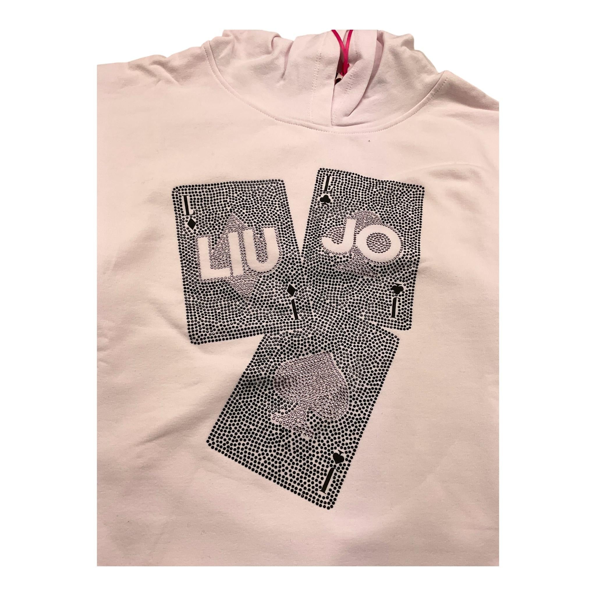 LIU JO felpa chiusa con cappuccio tinta unita con brillantini Rosa per Bambina GF3005 ROSA LIU JO