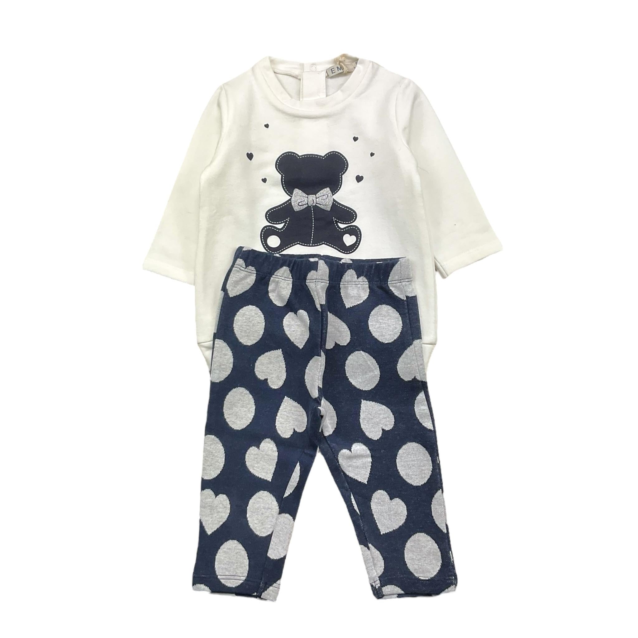 EMC completo 2pz maxi felpa-leggins bicolore Bianco/blu per Neonata CO3544 BIANCO/BLU EMC