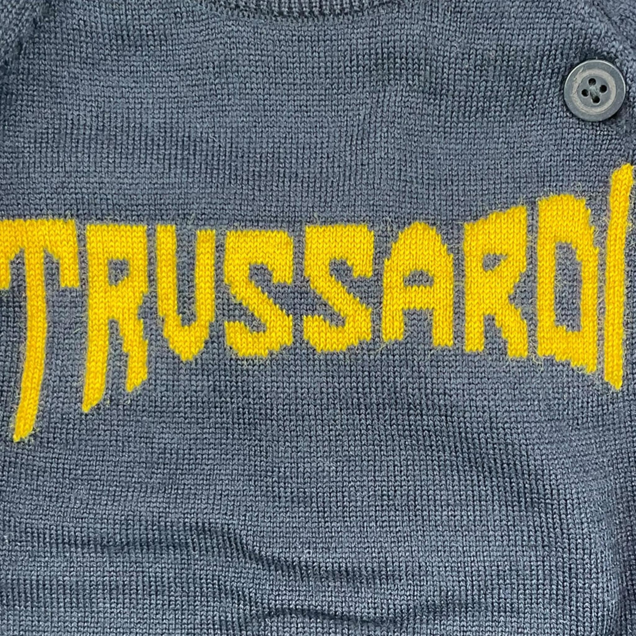 TRUSSARDI maglia tinta unita girocollo con stampa Blu per Neonato TIA24142MA BLU TRUSSARDI