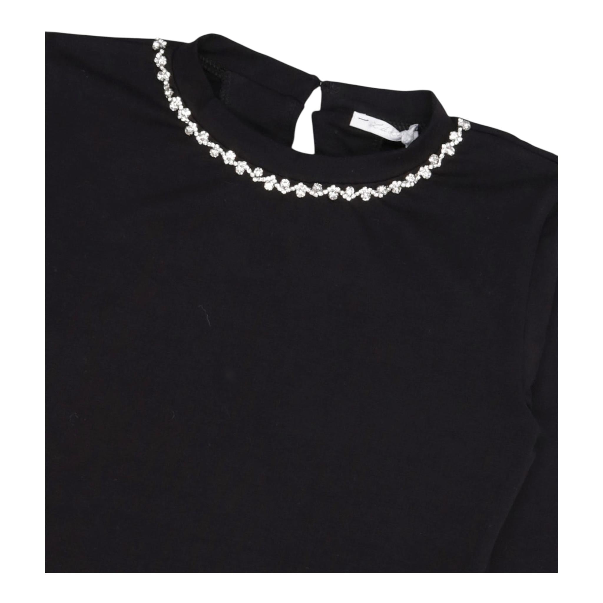 LU LU BY MISS GRANT shirt tinta unita con applicazioni Nero per Bambina KK3165 NERO LU LU BY MISS GRANT
