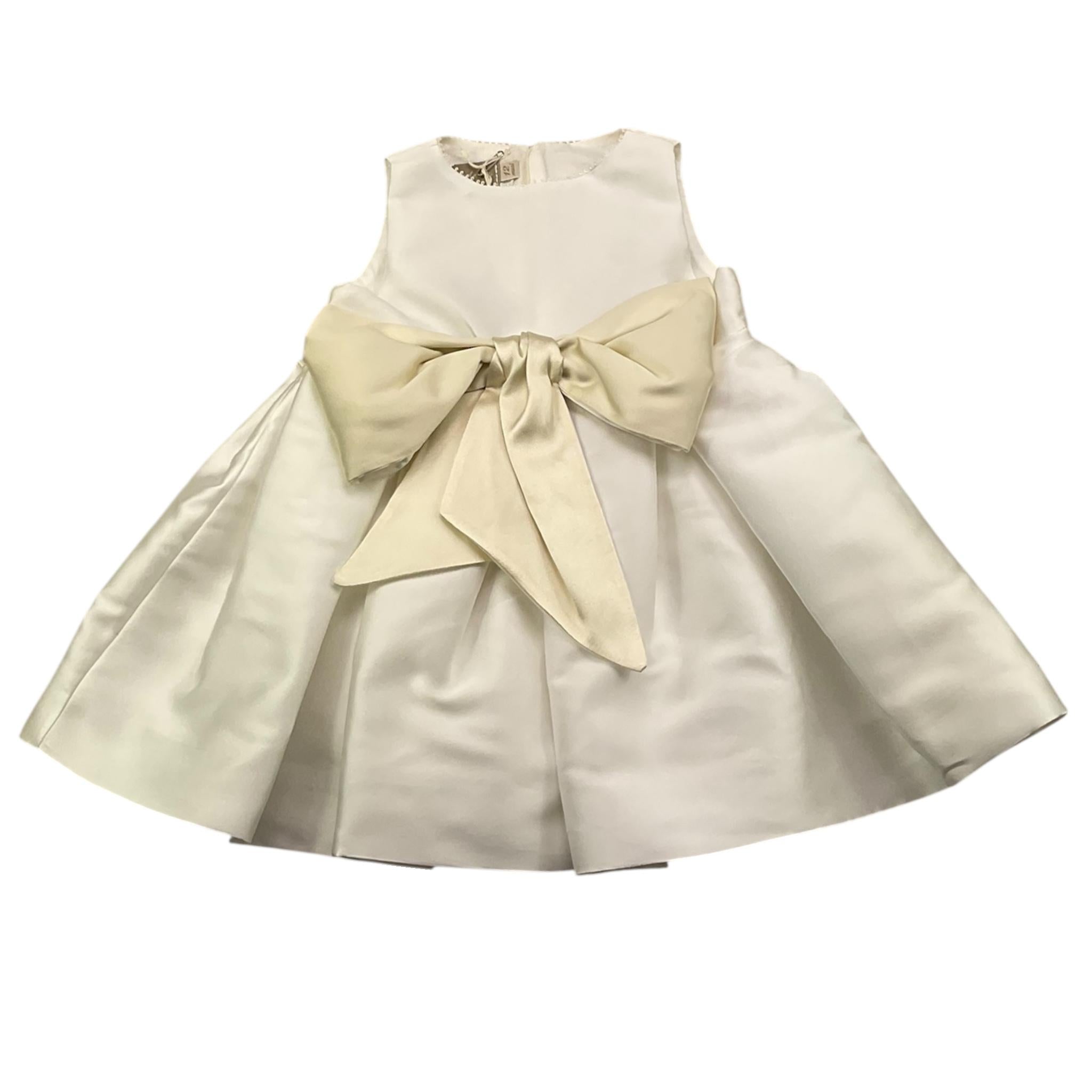 LA STUPENDERIA abito giromanica tinta unita cn fiocco Bianco per Neonata CBAB62 BIANCO LA STUPENDERIA