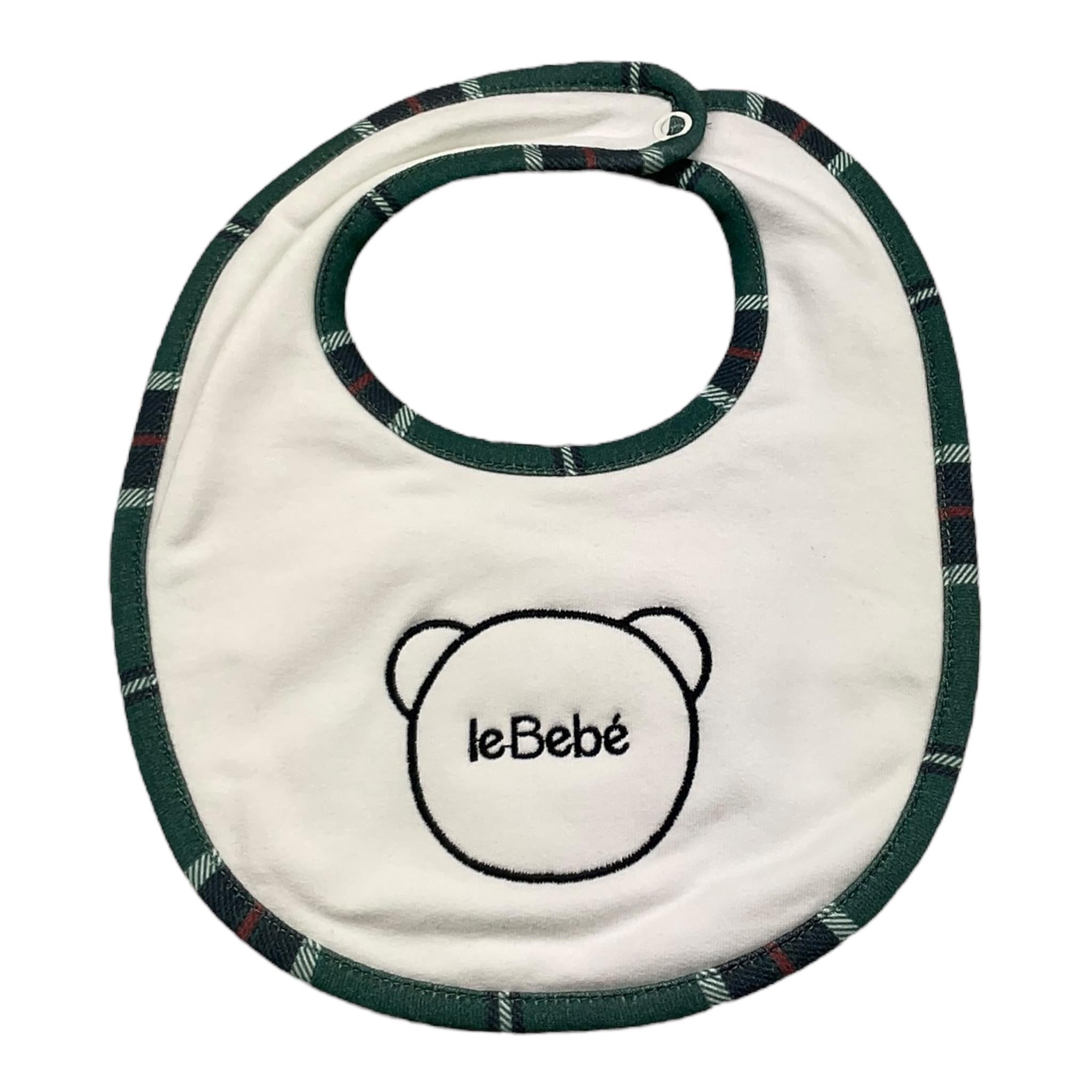 LE BEBE' bavetta tinta unita con orso Bianco per Neonato LBB5137 BIANCO LE BEBE'