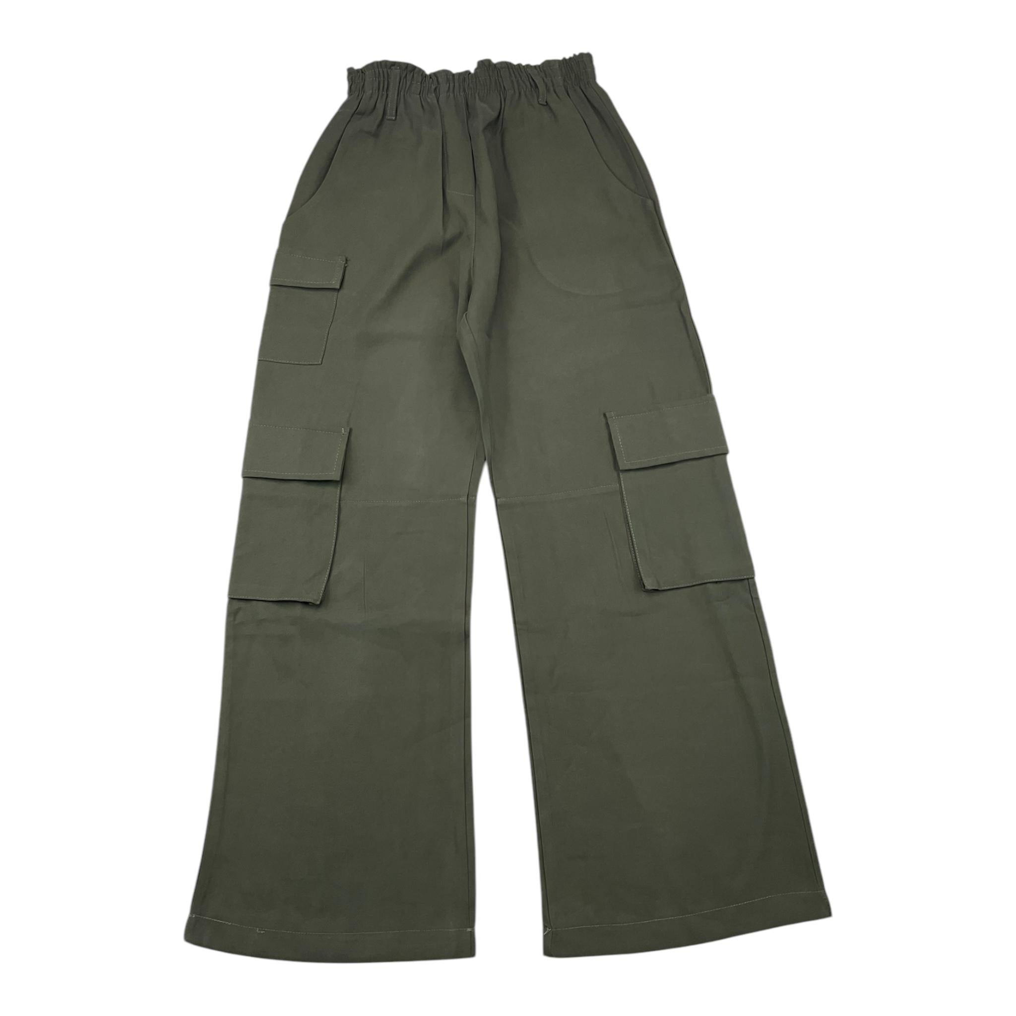 JANICE pantalone tinta unita modello palazzo Verde per Bambina JN606R VERDE JANICE