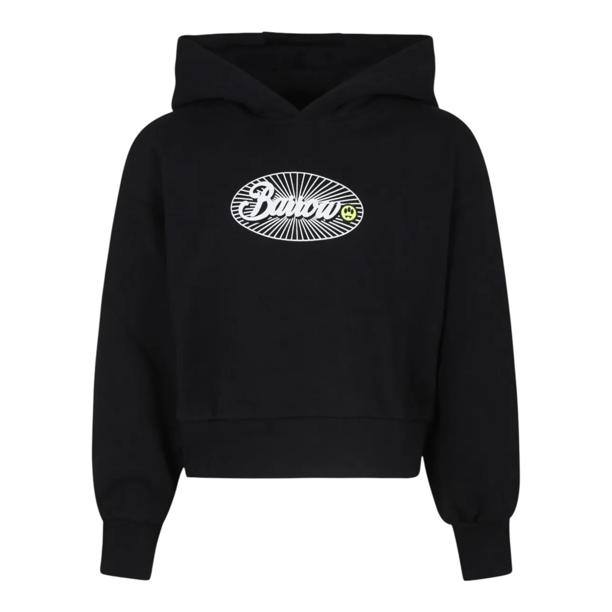 BARROW KIDS felpa tinta unita con cappuccio e stampa Nero per Bambina F4BKJGHS123 NERO BARROW KIDS