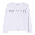PATRIZIA PEPE shirt girocollo tinta unita con brillantini Bianco per Bambina 7M0753 BIANCO PATRIZIA PEPE