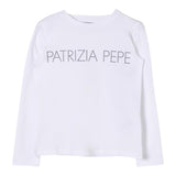 PATRIZIA PEPE shirt girocollo tinta unita con brillantini Bianco per Bambina 7M0753 BIANCO PATRIZIA PEPE