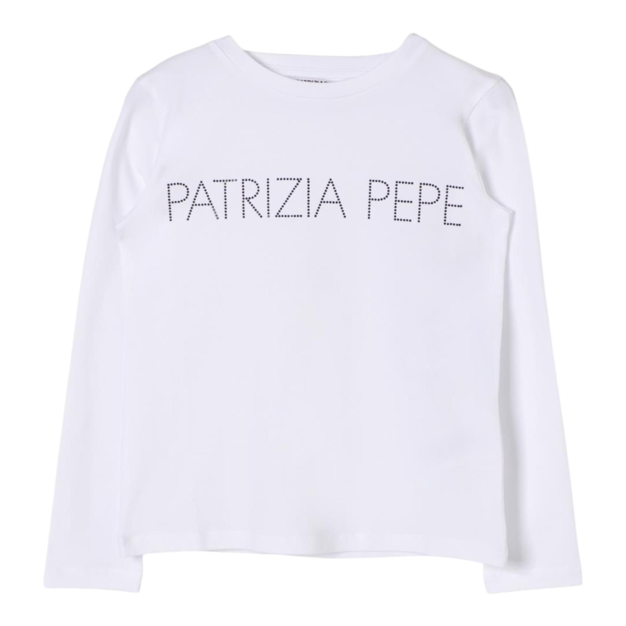 PATRIZIA PEPE shirt girocollo tinta unita con brillantini Bianco per Bambina 7M0753 BIANCO PATRIZIA PEPE