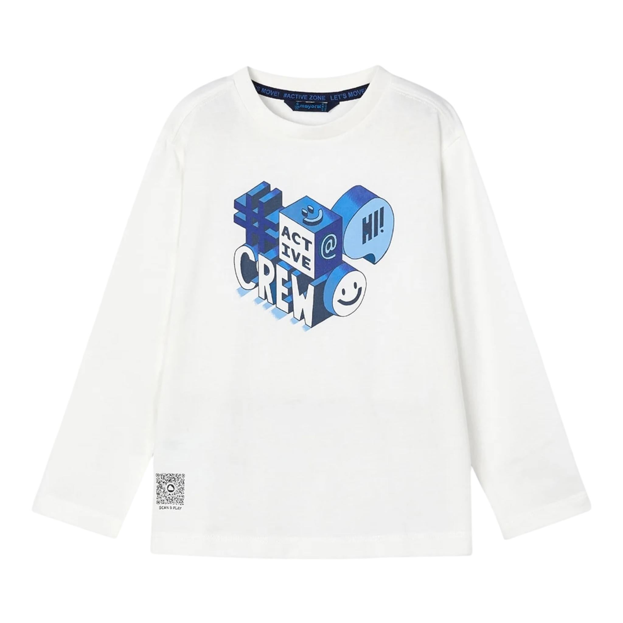 MAYORAL shirt girocollo tinta unita con stampa in contrasto Bianco per Bambino 4059 BIANCO MAYORAL
