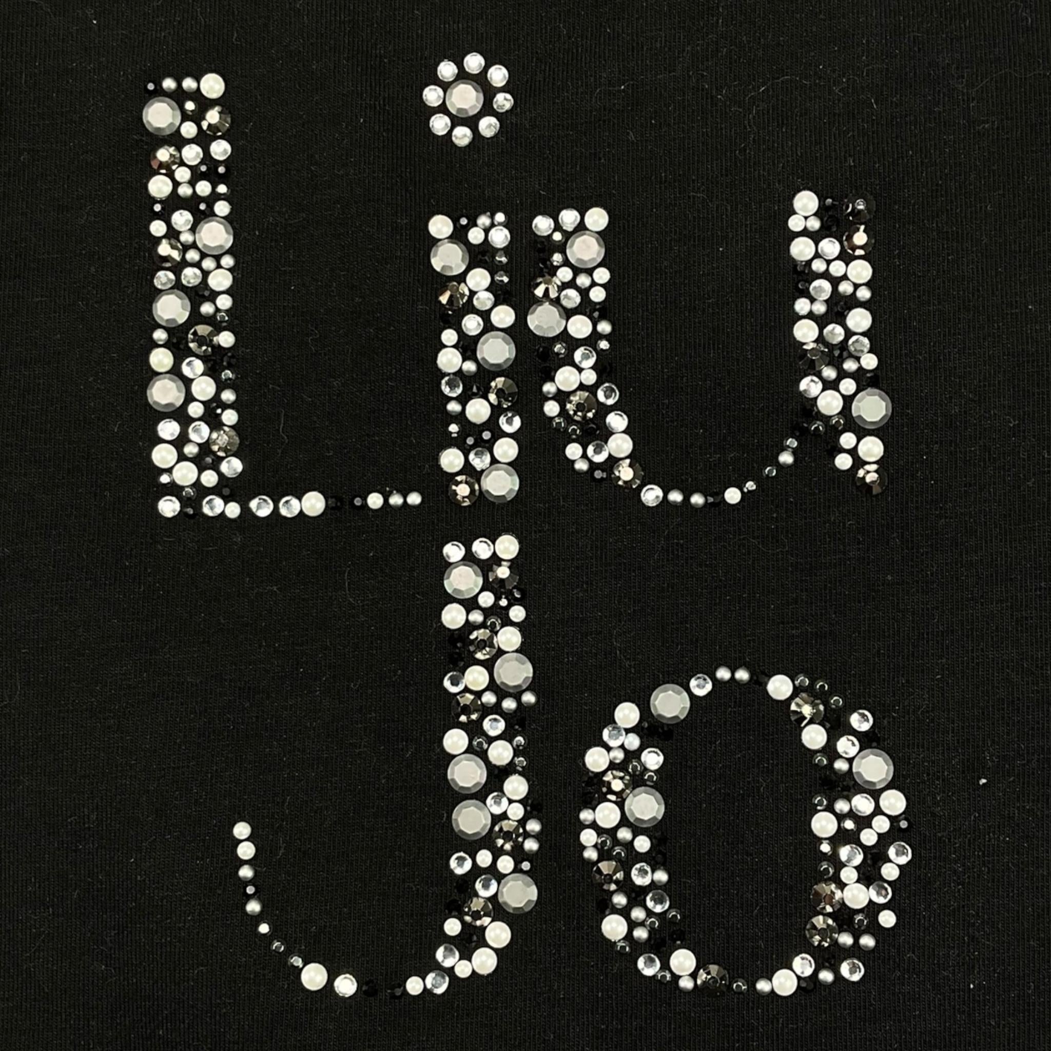 LIU JO shirt girocollo tinta unita con stampa e applicazioni Nero per Bambina GF4093 NERO LIU JO