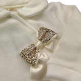 STORY LORIS tutina in ciniglia tinta unita con applicazioni Bianco per Neonata 57063 BIANCO STORY LORIS