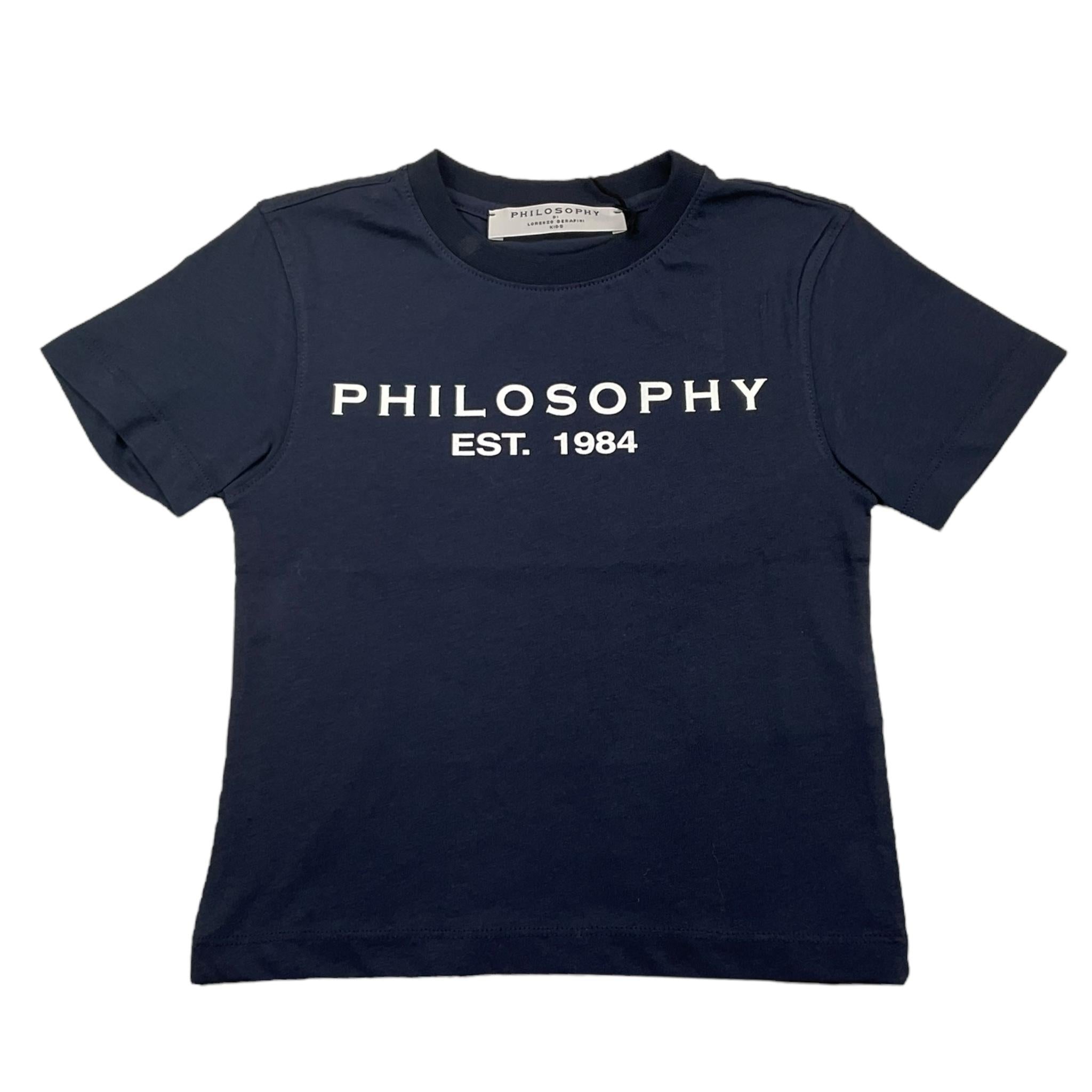 PHILOSOPHY t-shirt girocollo tinta unita cn stampa logo Blu per Bambino PFTS021 BLU PHILOSOPHY